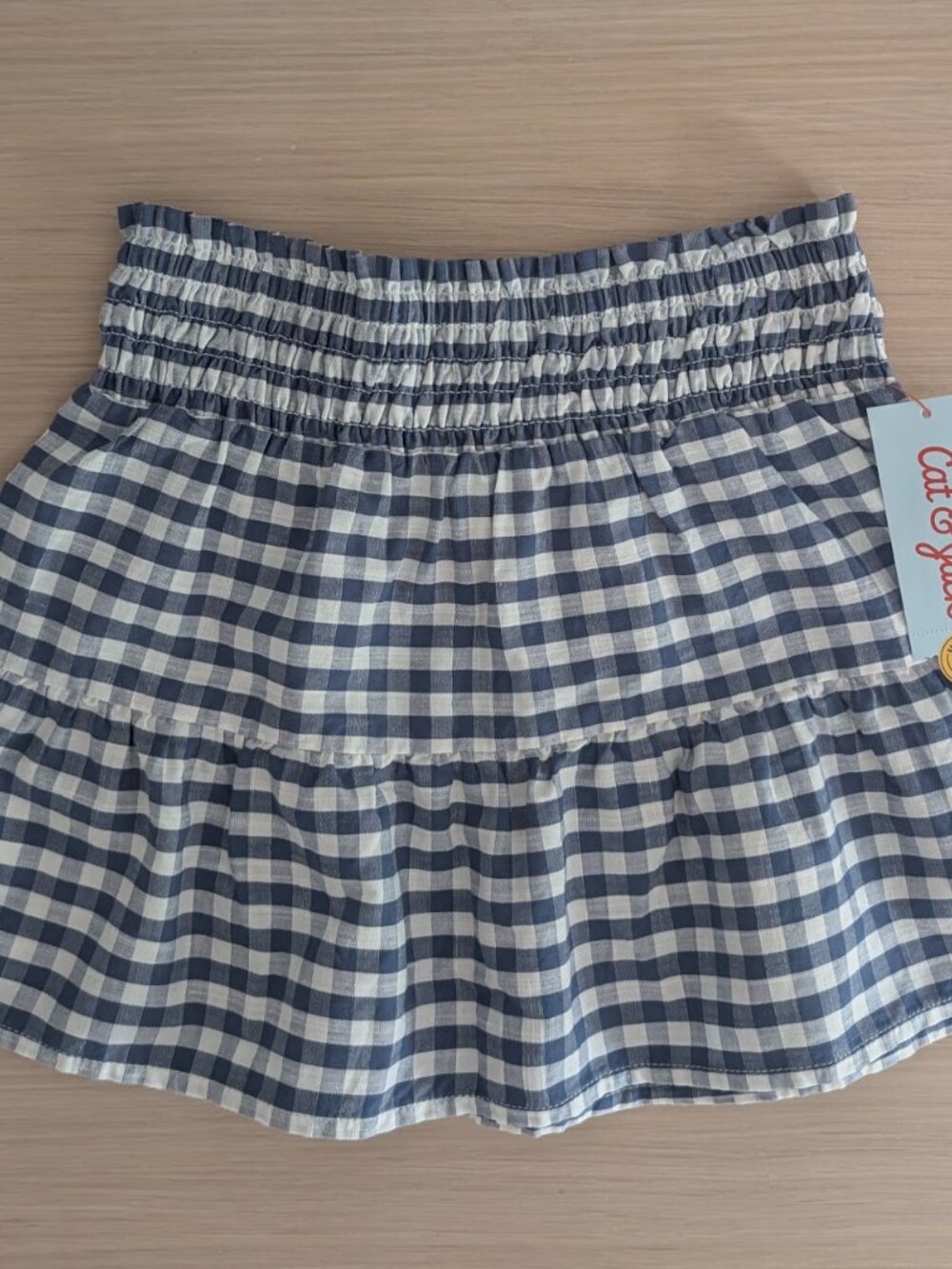 Cat & Jack Gingham Skirt, Blue & White, Girls S (6/6X) NWT